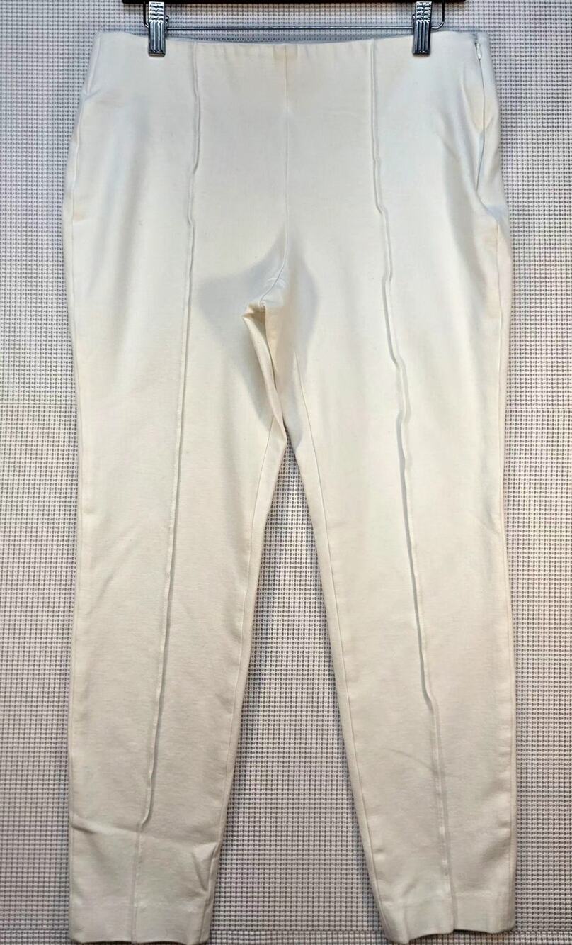 Vince Camuto White Pintuck Tapered Leg Pants Size 8 Side Zip Workwear Timeless